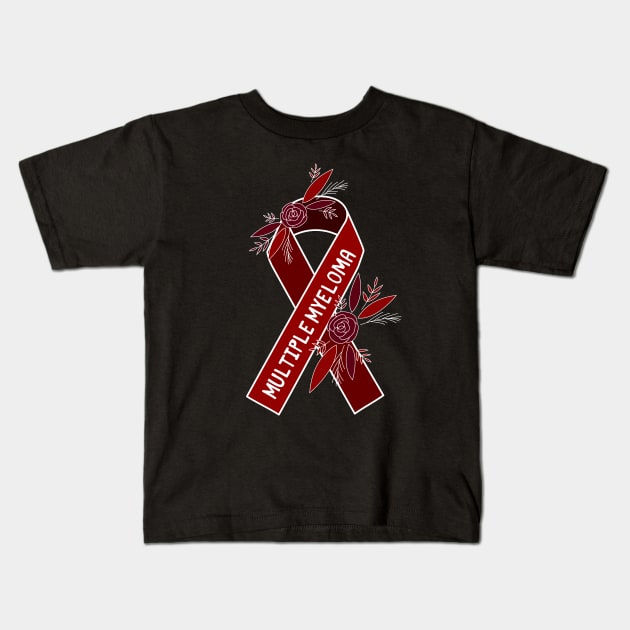 Multiple Myeloma Awareness Burgundy Ribbon Kids T-Shirt by Sloth Station